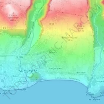 Badera地形图、海拔、地势