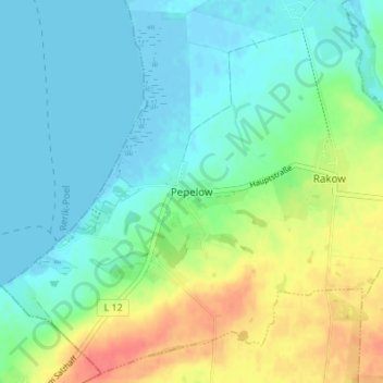 Pepelow地形图、海拔、地势