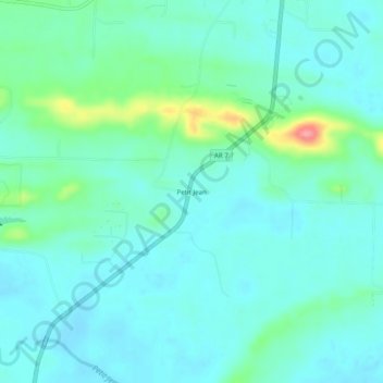 Petit Jean地形图、海拔、地势