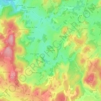 Chez Chabot地形图、海拔、地势