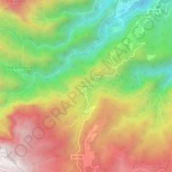 Ribeiro Frio地形图、海拔、地势