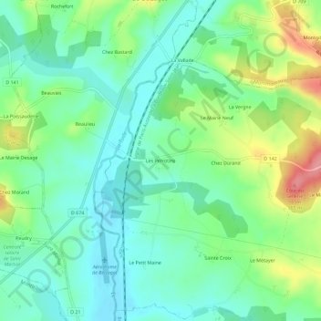 Les Perrotins地形图、海拔、地势