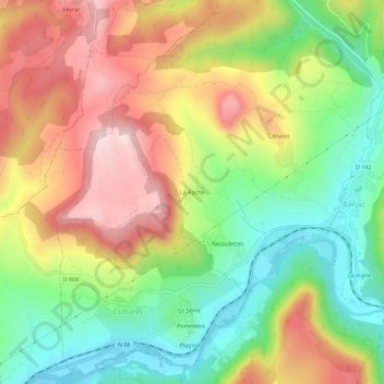 La Roche地形图、海拔、地势