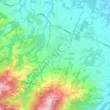Borzano地形图、海拔、地势