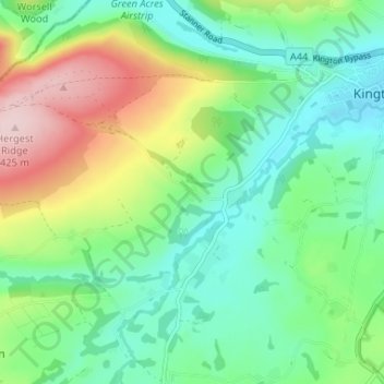 Lower Hergest地形图、海拔、地势