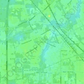 Pickettville地形图、海拔、地势