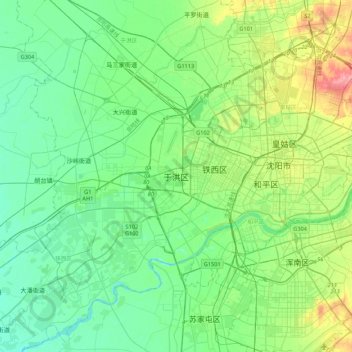 于洪区地形图、海拔、地势