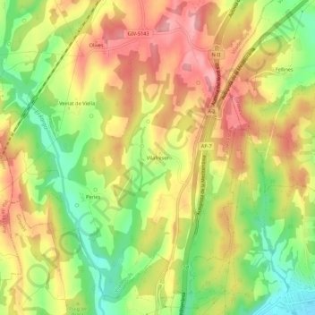 Vilafreser地形图、海拔、地势