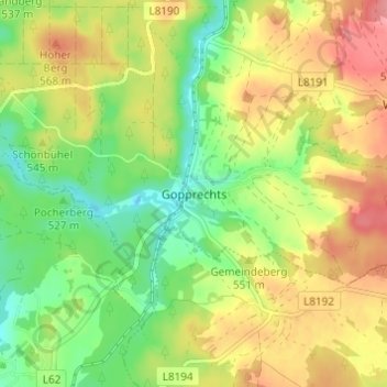 Gopprechts地形图、海拔、地势
