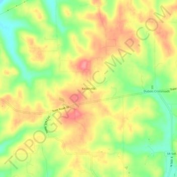 Kellerville地形图、海拔、地势