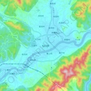 松口镇地形图、海拔、地势