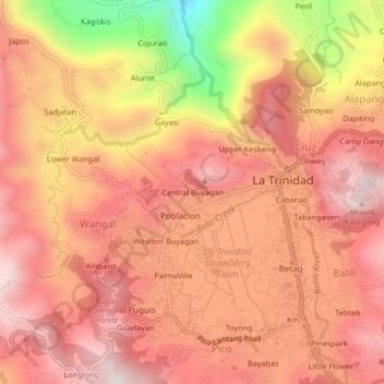 Central Buyagan地形图、海拔、地势