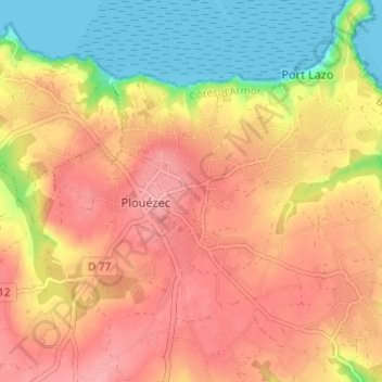 Goaz Joulin地形图、海拔、地势