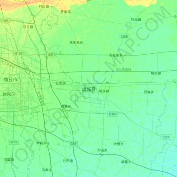 虞城县地形图、海拔、地势