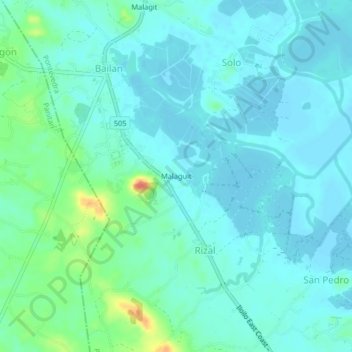 Malaguit地形图、海拔、地势