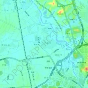 麻园新村地形图、海拔、地势
