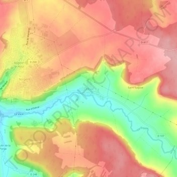 Odival地形图、海拔、地势