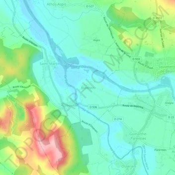 Bideren地形图、海拔、地势