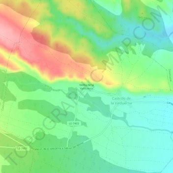 Velilla de la Valduerna地形图、海拔、地势