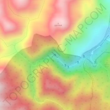 Crystal Cascades地形图、海拔、地势