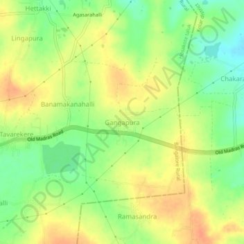 Gangapura地形图、海拔、地势