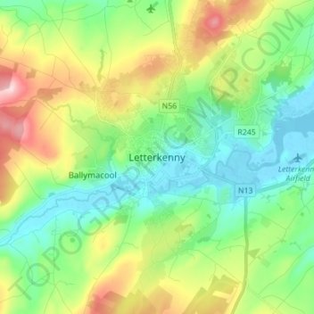 Letterkenny地形图、海拔、地势