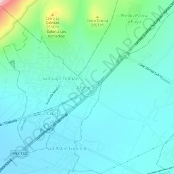 Chimalpa地形图、海拔、地势