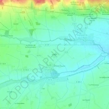 Le Barc地形图、海拔、地势