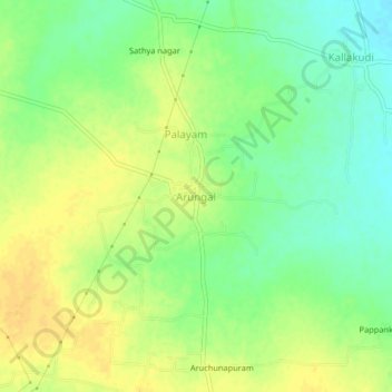 Arungal地形图、海拔、地势