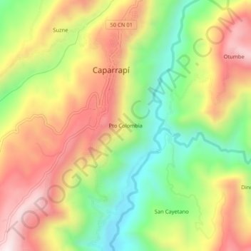Pto Colombia地形图、海拔、地势