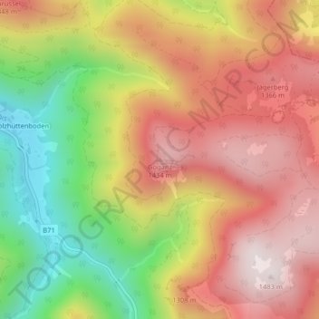 Goganz地形图、海拔、地势