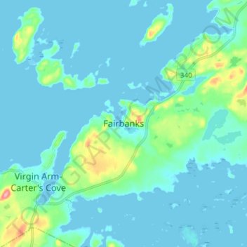 Fairbanks地形图、海拔、地势
