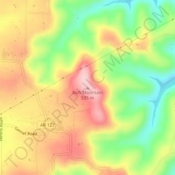 Rich Mountain地形图、海拔、地势