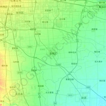 栾城区地形图、海拔、地势