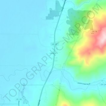 Langlois地形图、海拔、地势
