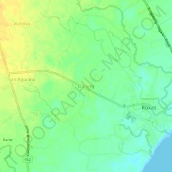 Odiong地形图、海拔、地势