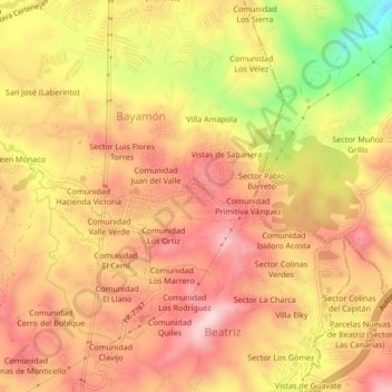 Estancias de Cidra地形图、海拔、地势