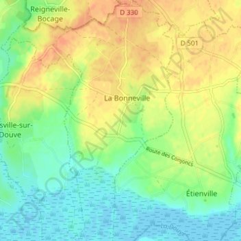 Hameau aux Roux地形图、海拔、地势
