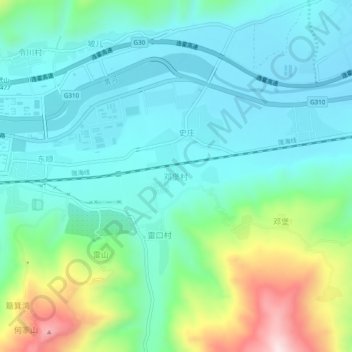 邓堡村地形图、海拔、地势