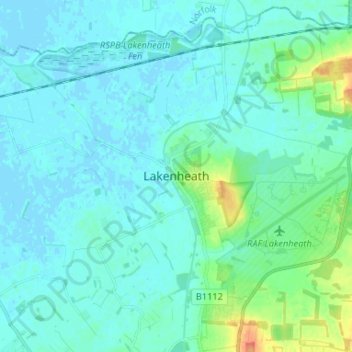 Lakenheath地形图、海拔、地势