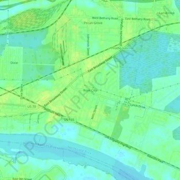 Rose City地形图、海拔、地势