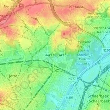 Laeken地形图、海拔、地势