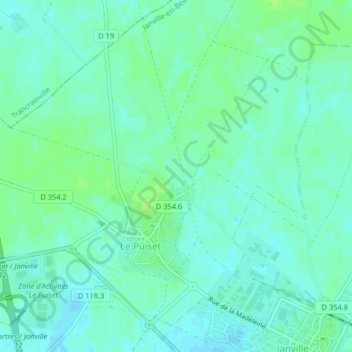 Le Boel地形图、海拔、地势