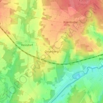 Osterberg地形图、海拔、地势