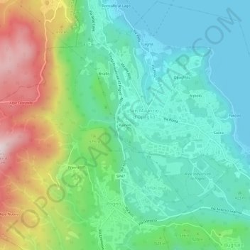 Pianelli地形图、海拔、地势