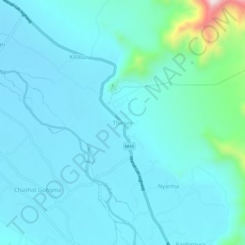 Thiksey地形图、海拔、地势