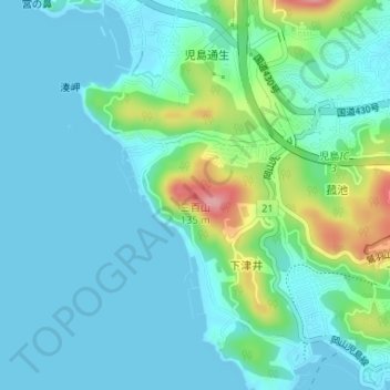 三百山地形图、海拔、地势