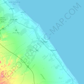Sohar地形图、海拔、地势