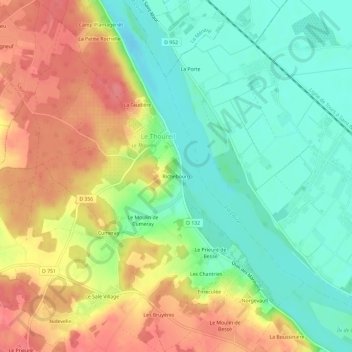 Richebourg地形图、海拔、地势