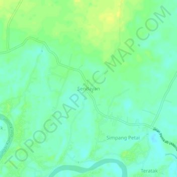Sendayan地形图、海拔、地势